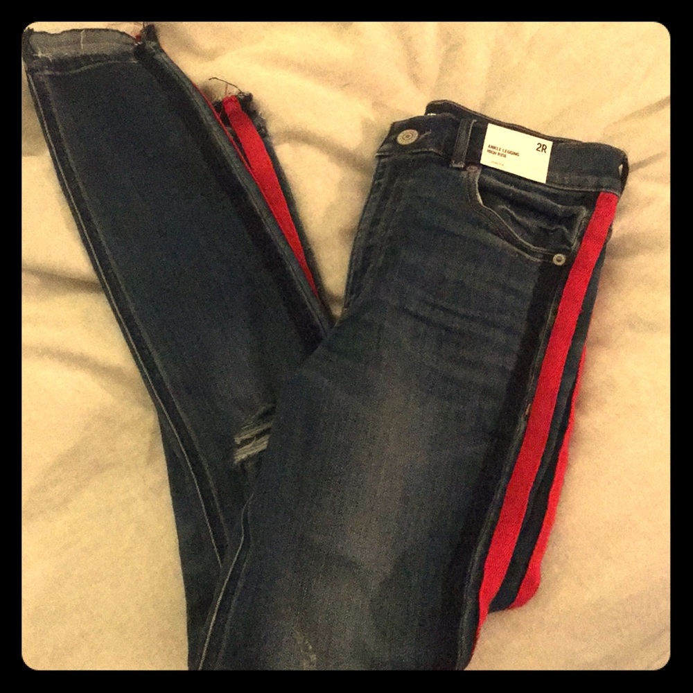 Red and Blue stripped Jeans